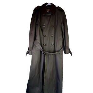 London Fog Tempo Europa Trench Overcoat Brown Khaki Belted Removable Liner 42 L